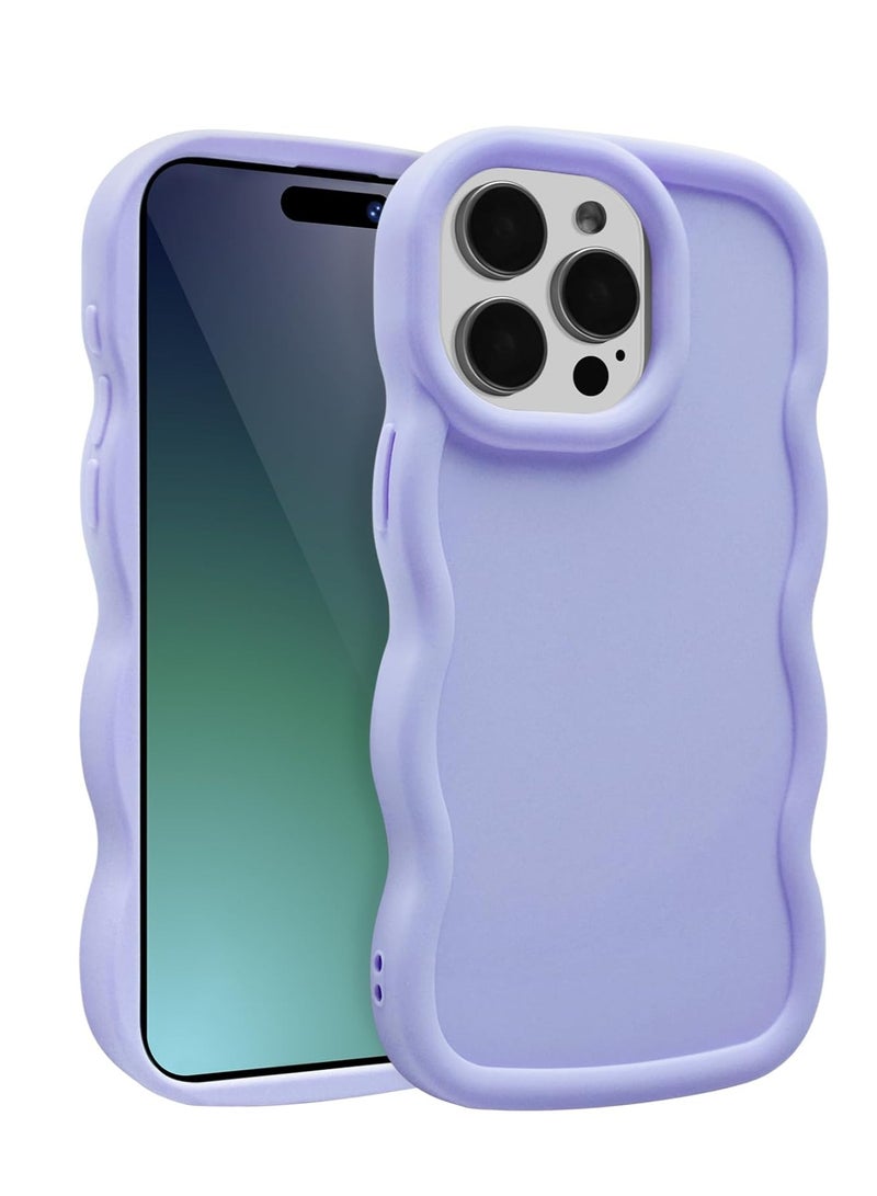 غلاف موجة لآيفون 15 برو ماكس (6.7 بوصة)، إطار متموج لطيف من TPU للبنات والنساء، غلاف هاتف ناعم ملمس حريري واقي من الصدمات مع غطاء ممتص للصدمات، بنفسجي - Image 1