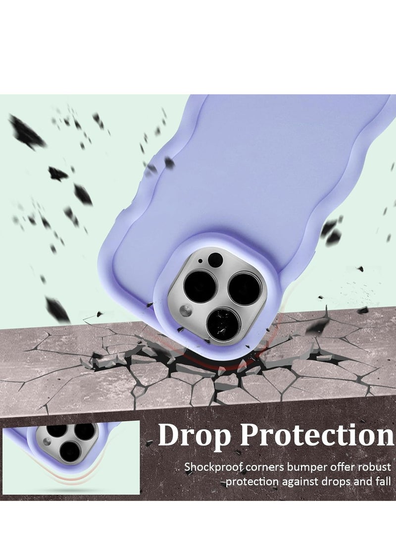 غلاف موجة لآيفون 15 برو ماكس (6.7 بوصة)، إطار متموج لطيف من TPU للبنات والنساء، غلاف هاتف ناعم ملمس حريري واقي من الصدمات مع غطاء ممتص للصدمات، بنفسجي - Image 3