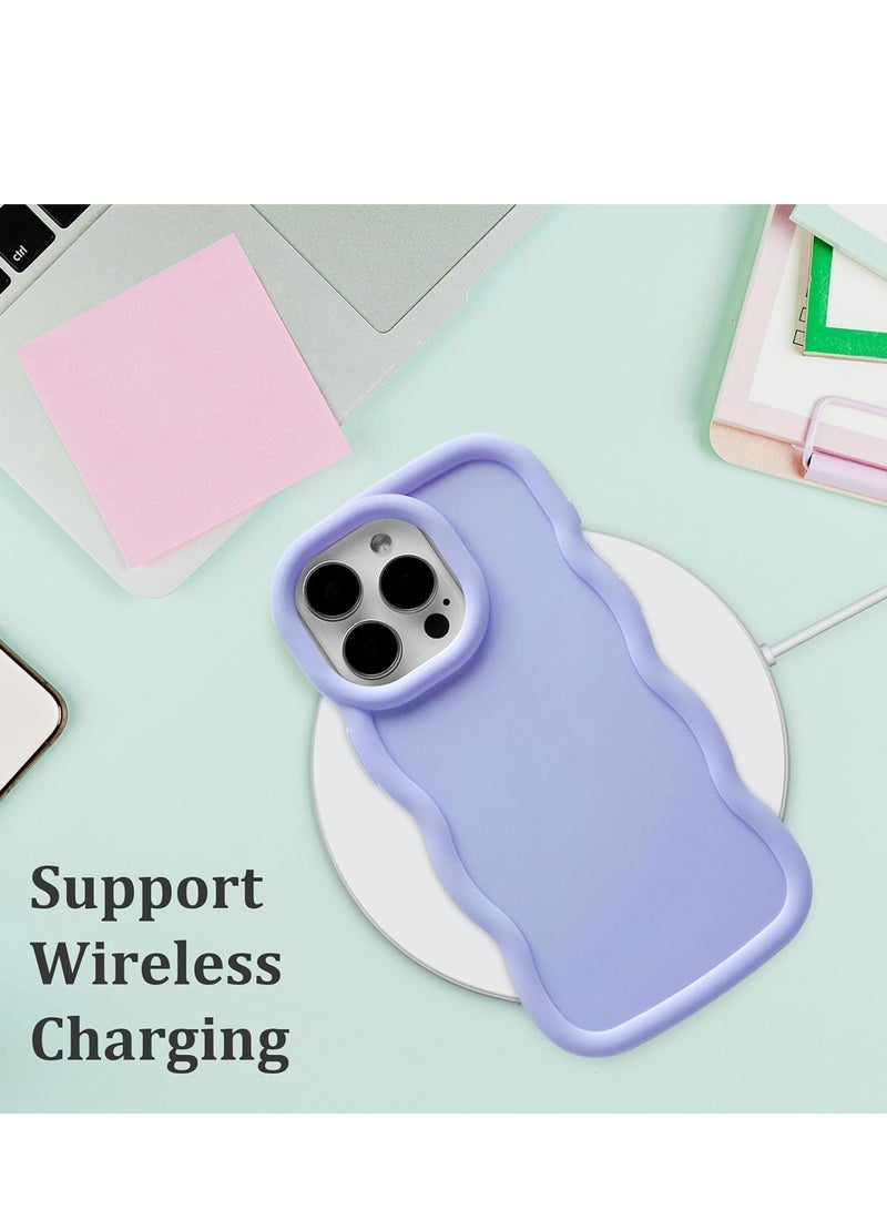 غلاف موجة لآيفون 15 برو ماكس (6.7 بوصة)، إطار متموج لطيف من TPU للبنات والنساء، غلاف هاتف ناعم ملمس حريري واقي من الصدمات مع غطاء ممتص للصدمات، بنفسجي - Image 4