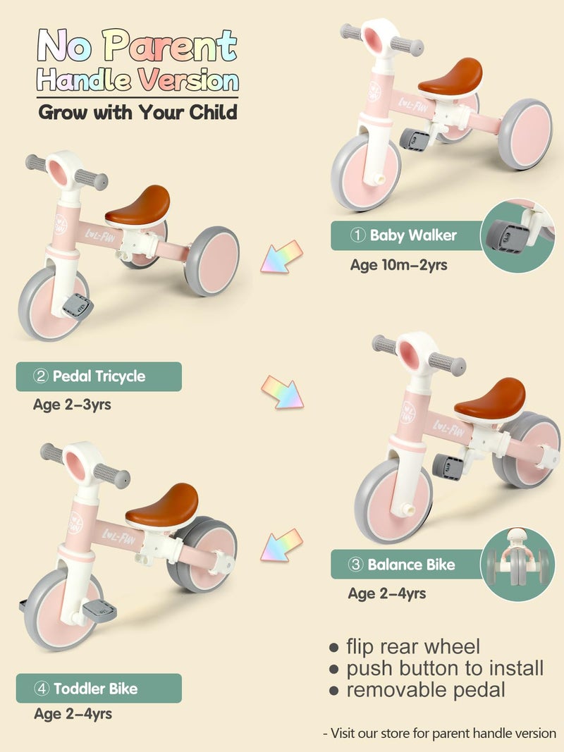 LOL-FUN LOLFUN Baby Balance Bike for 1 2 Year Old Boys Girls Gift 4 in 1 Kids Tricycle for Toddlers 13 with Easy Assembly Removable Pedal - Image 3