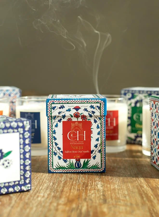 Curate Home Naqa Candle - Saffron Rose Oud Vanilla - 300g, Soy wax candle