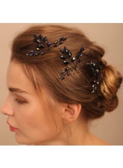 BERYUAN Bridal Black Rhinestone Hair Pins Women Crystal Wedding Hair Accessory Black Teardrop Crystal Hair Pins for Women and Girls3pcs 