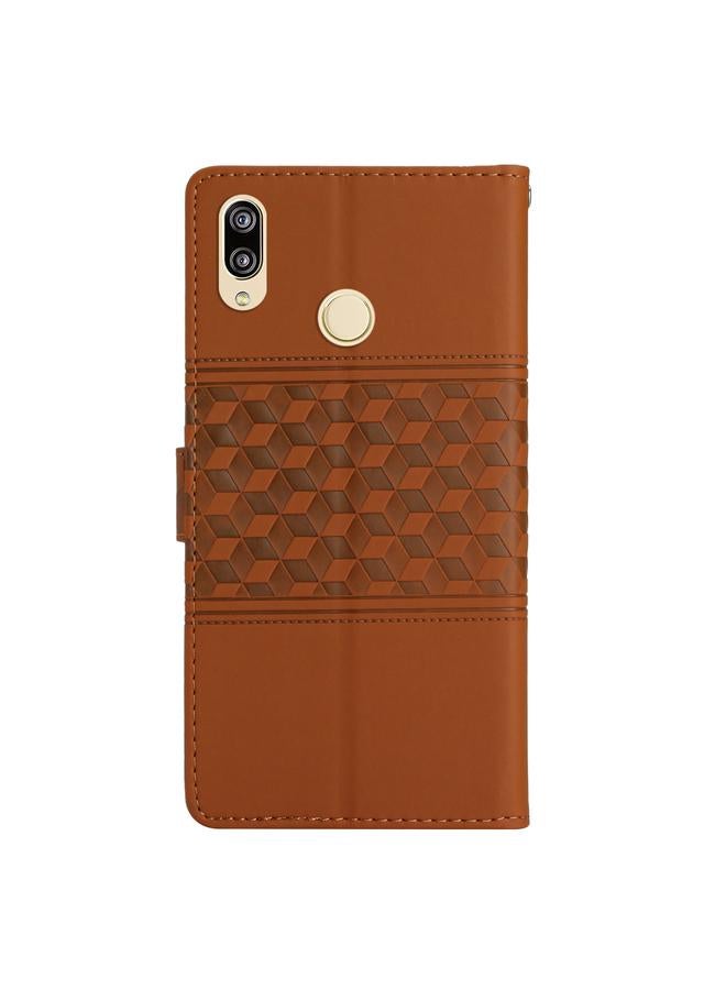 زبون جراب لهاتف Huawei P20 Lite مصنوع من الجلد المنقوش بالألماس مع حبل تعليق - Image 3