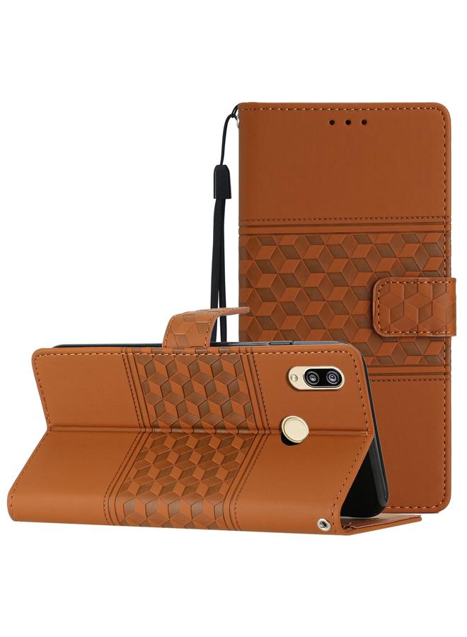 زبون جراب لهاتف Huawei P20 Lite مصنوع من الجلد المنقوش بالألماس مع حبل تعليق - Image 1