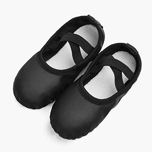 Stelle Girls Ballet Shoes Boys Toddler Soft Leather Dance Slippers for Toddler/Little Kid/Big Kid(Black,3MB) - Image 3