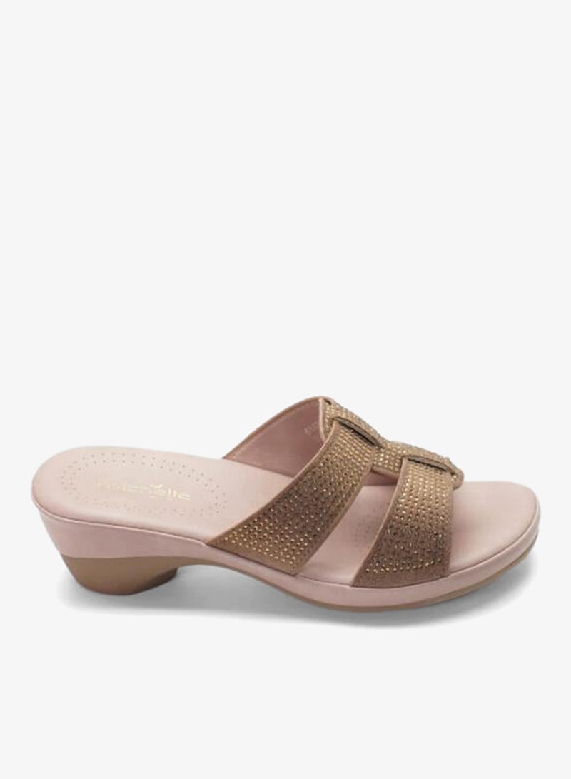 ميشيل مورجان 092-3112 Michelle Morgan Ladies Mid Heel Sandals 514RJ313 Dark Pink - Image 1