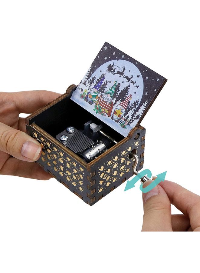 صندوق موسيقي خشبي قديم فريد من نوعه صندوق موسيقى إبداعي هدية لعيد الميلاد وهدية الذكرى السنوية باللون الأسود  - Image 3