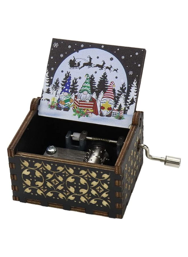 صندوق موسيقي خشبي قديم فريد من نوعه صندوق موسيقى إبداعي هدية لعيد الميلاد وهدية الذكرى السنوية باللون الأسود  - Image 1