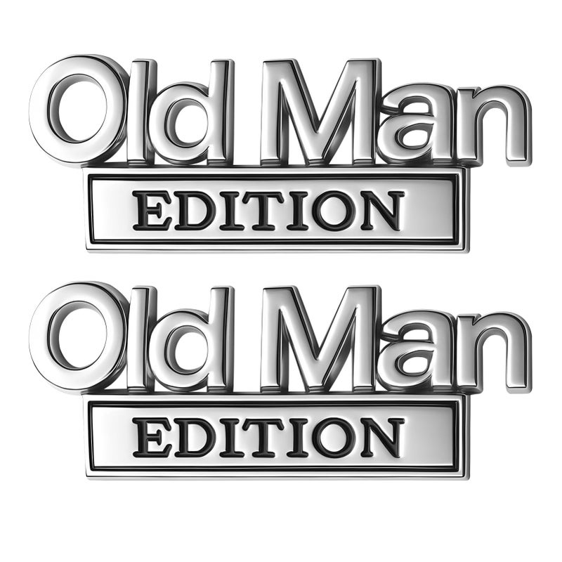CZMZHFC Old Man Edition 3D Metal Badge Emblems,Car Truck Decals for Fender, Tailgate & Bumper,Heavy Duty Automotive Stickers Nameplate for SUV, Jeep, Off-Road Vehicles (2PCS Silver&Black) - Image 1