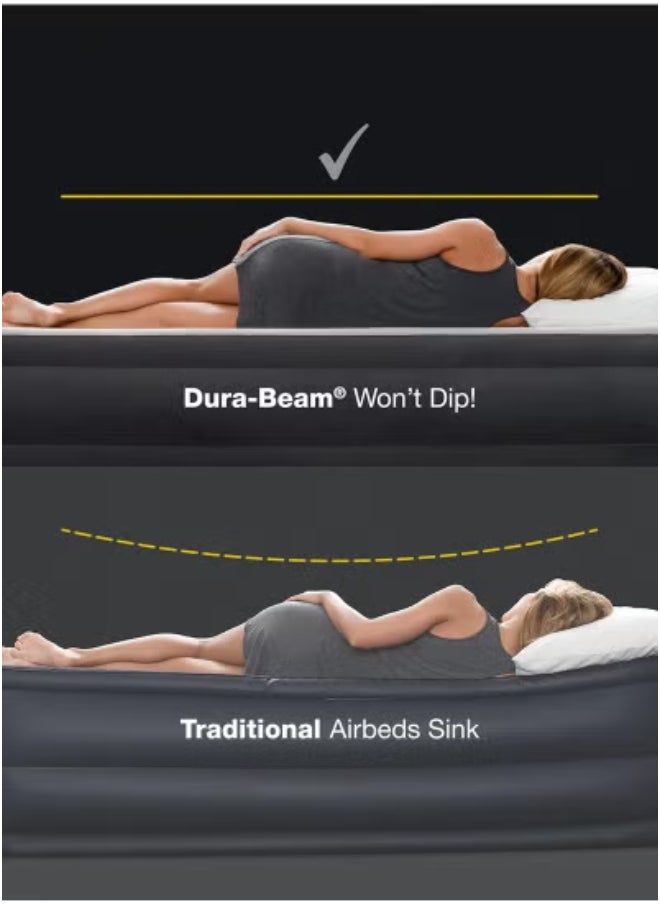 INTEX - Dura-Beam Plus Comfort Queen Air Bed | High-Rise Inflatable Mattress with Built-in Pump | FiberTech Technology | Plush Comfort for Travel & Camping | FastFill USB Pump Included | 203x152x36CM Airbed | Easy Setup, Portable, Durable & Supportive - Image 1