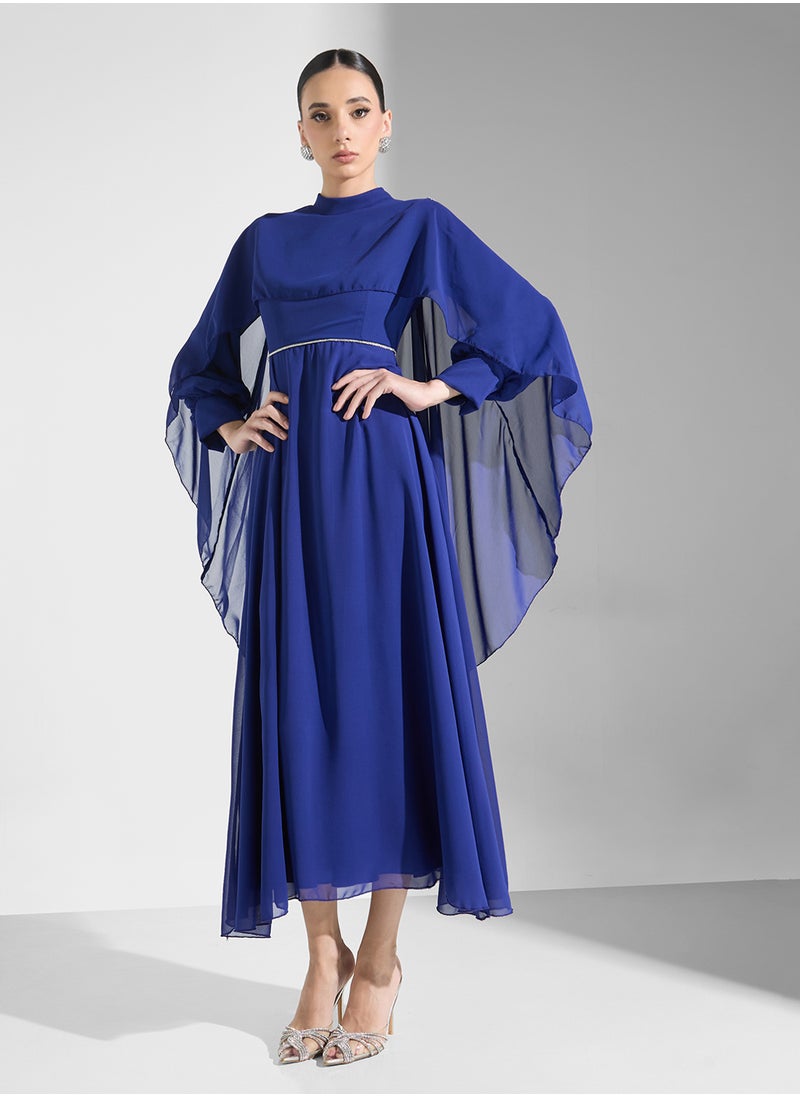 Khizana - Cape Dress With Embroidered Shoulder - Image 1