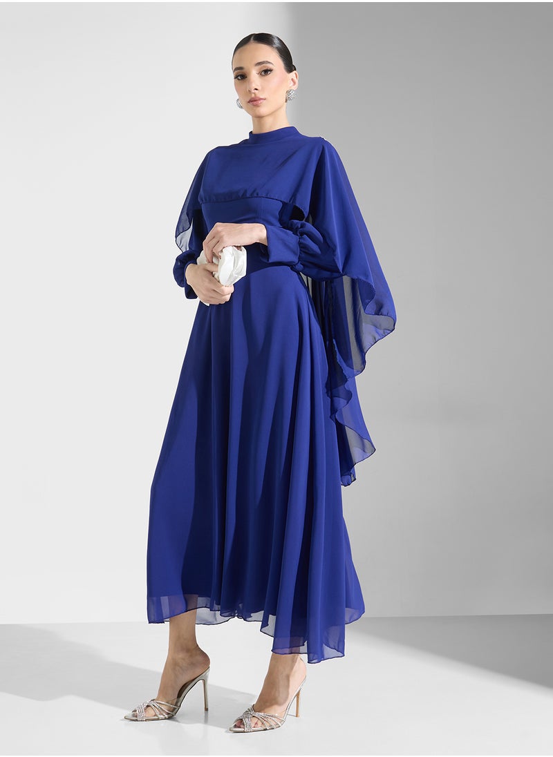 Khizana - Cape Dress With Embroidered Shoulder - Image 1