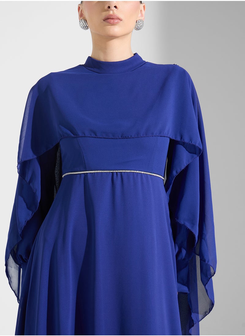 Khizana - Cape Dress With Embroidered Shoulder - Image 1
