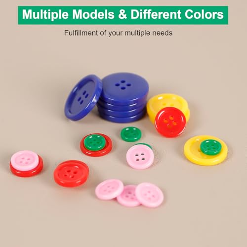 AULLUA Premium Color Sewing Buttons, 100PCS Round Resin, 4 Holes Craft, Handmade Sewing Button, Sizes 40L/32L/24L/20L/16L, for Garment DIY Art Crafts Projects Decoration (Non-Dyed Buttons) - Image 3