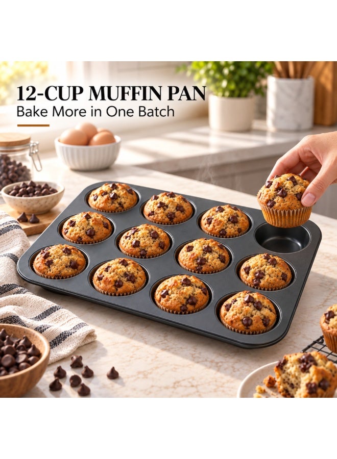 BERGNER 3-Piece Nonstick Bakeware Set with 12-Cup Muffin, Springform & Loaf Pans - Image 2