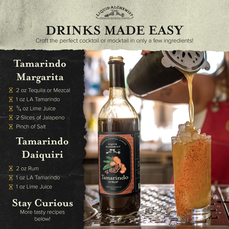شراب التمر الهندي من ليكويد ألكيميست للكوكتيليات - مكونات حقيقية تجعل شراب التمر الهندي لدينا الخليط المثالي لمارجريتا حارة - مصنوع من هريس التمر الهندي الطازج وتركز التمر الهندي الطبيعي (12.7 أونصة) - Image 4