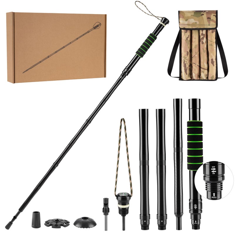 Waisul Tactical Survival Hiking Stick - Retractable Walking Staff with Multitool | Shock Absorption, Unique Twist-Lock & Quick-Adjust Length for Trekking & Outdoor Adventures - Image 1