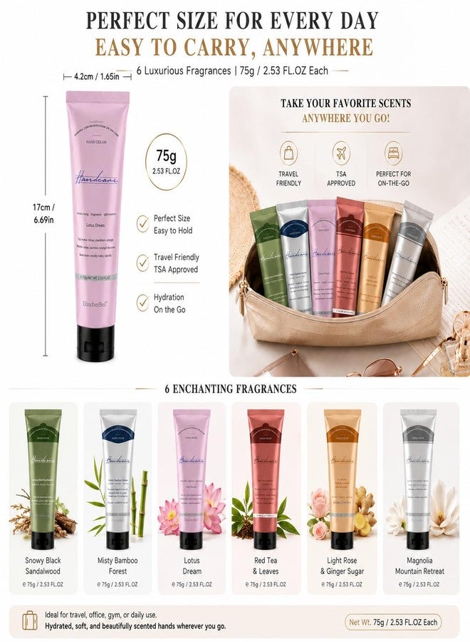 DincherBel Hand Cream Gift Set, Travel Size Hand Lotion, 6 x 2.33oz/75ml - Image 3