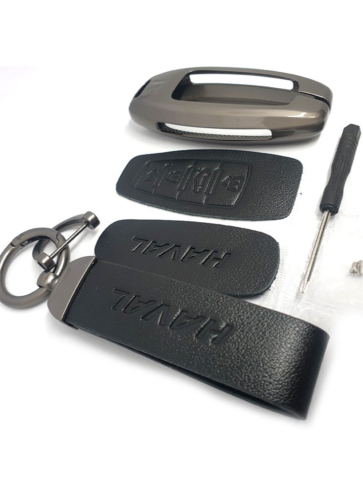 Service Zone Keychain Metal Real Leather Case For Haval Smart Key 4 Buttons Black  - Image 3