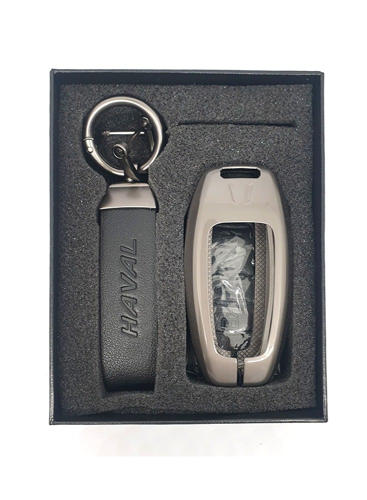 Service Zone Keychain Metal Real Leather Case For Haval Smart Key 4 Buttons Black  - Image 2