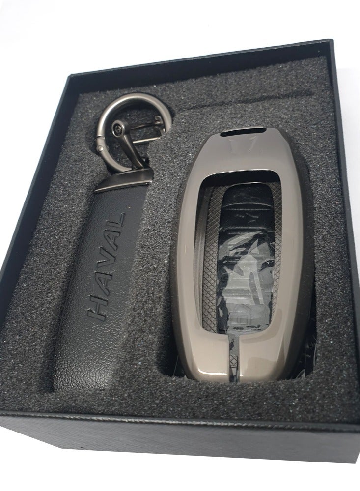 Service Zone Keychain Metal Real Leather Case For Haval Smart Key 4 Buttons Black  - Image 4