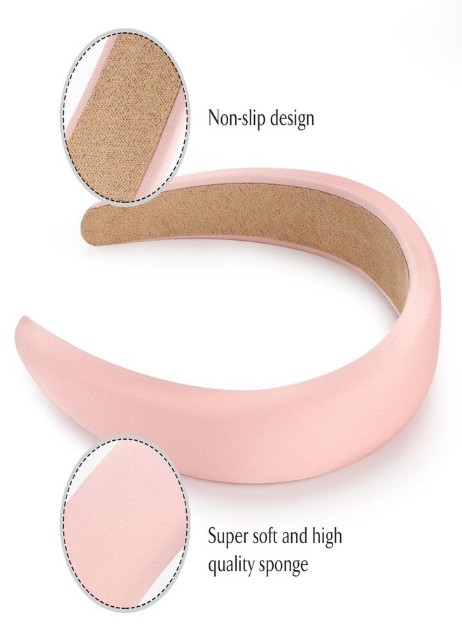 WantGor Padded Headband for Women, Wide Sponge HeadBands Plain Solid Hair Band Hoops Vintage Yoga Head Bands Fashion Elastic Hairband Accessories (Pink) - Image 3