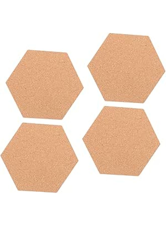 4Pcs Hexagon Cork Boards 30x20cm Self Adhesive Wall Pinboard with 64 Push Pins for Office and Home - Image 1