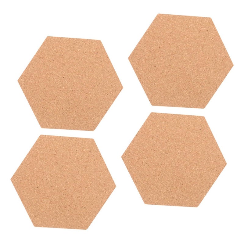 4Pcs Hexagon Cork Boards 30x20cm Self Adhesive Wall Pinboard with 64 Push Pins for Office and Home - Image 2