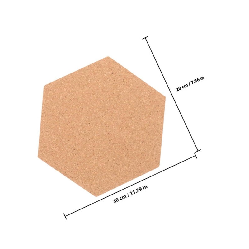 4Pcs Hexagon Cork Boards 30x20cm Self Adhesive Wall Pinboard with 64 Push Pins for Office and Home - Image 3