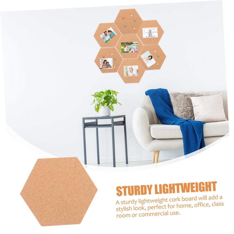 4Pcs Hexagon Cork Boards 30x20cm Self Adhesive Wall Pinboard with 64 Push Pins for Office and Home - Image 5