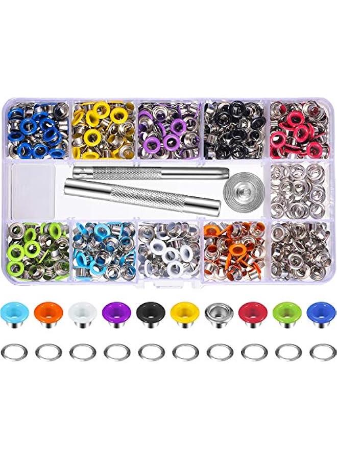 400 Sets 3/16 Inch Multi-Color Grommets Kit Metal Eyelets with Installation Tools and Instructor in Clear Box  - Image 1