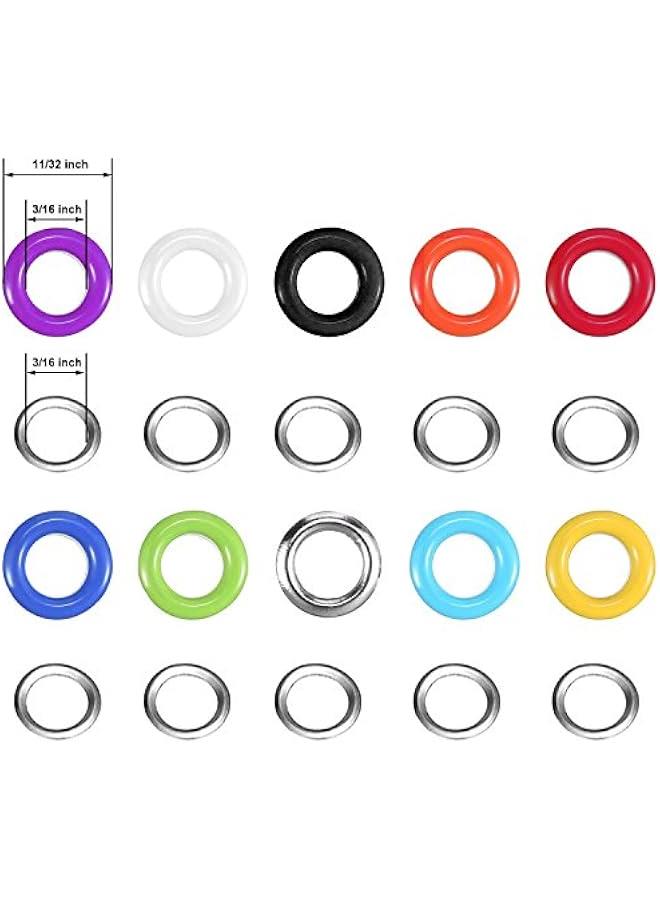 400 Sets 3/16 Inch Multi-Color Grommets Kit Metal Eyelets with Installation Tools and Instructor in Clear Box  - Image 2