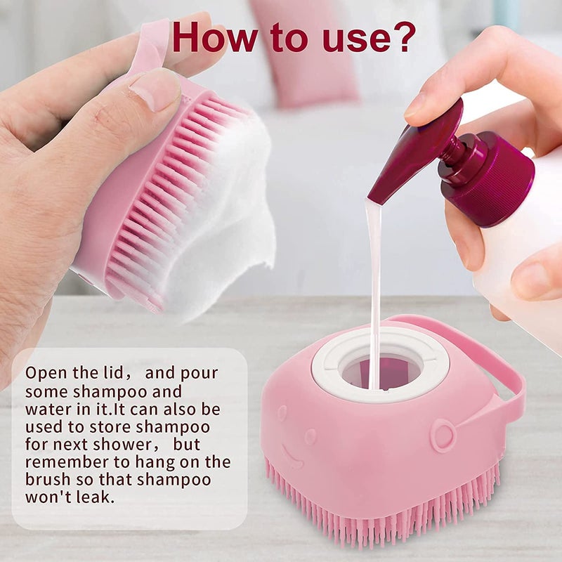 Styllent Pack Of 2 Dog Cats Pet Grrooming Silicon Shampoo Dispenser Brush With 1 Pair Bathing Gloves Soft Bristle For Soothing Scrubber Massage Shower Use Clean Loose Hair Fur For Dogs Pets - Image 3