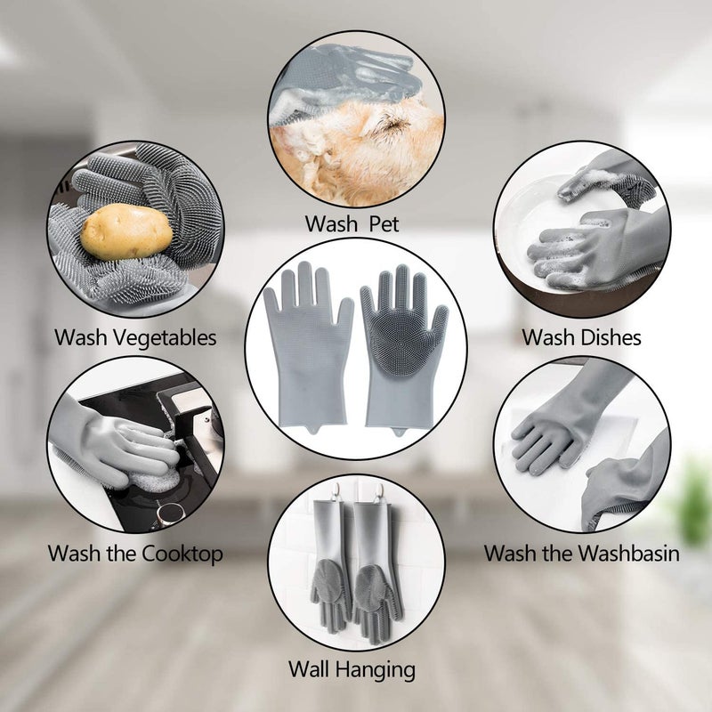 Styllent Pack Of 2 Dog Cats Pet Grrooming Silicon Shampoo Dispenser Brush With 1 Pair Bathing Gloves Soft Bristle For Soothing Scrubber Massage Shower Use Clean Loose Hair Fur For Dogs Pets - Image 5