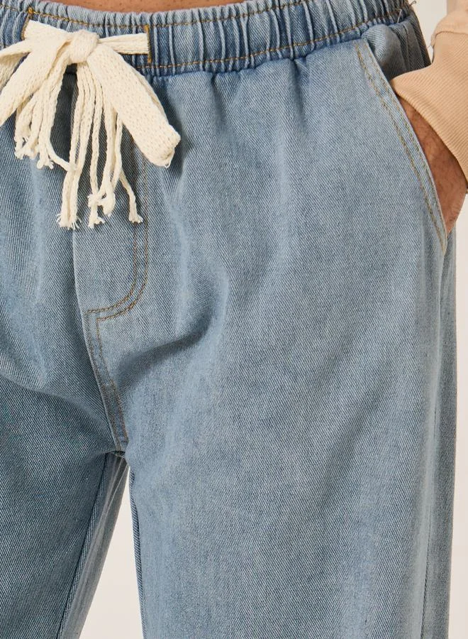 ستايلي Cotton Stretch Loose Fit Jeans with Contrast Drawcord