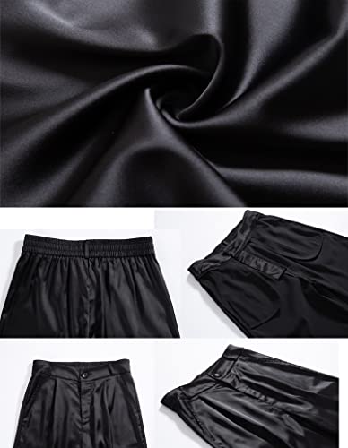 heipeiwa Women's Wide Leg Satin Silky Casual Dress Cocktail Party High Waist Pants - Image 5