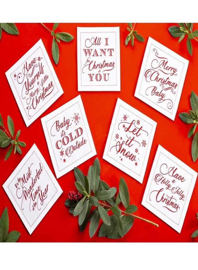 Five Star Napkins Christmas Songs Cocktails Napkins - White Cotton - 4.5" x 4.5" - Single Use - Party, Events, Holiday (50 x) - Image 2