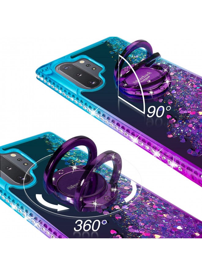 Silverback for Galaxy Note 10 Plus Case,Note 10+ 5G Case, Moving Liquid Holographic Glitter Case with Kickstand, Bling Diamond Ring Girls Women Case for Samsung Galaxy Note 10 Plus/Pro -Purple - Image 2