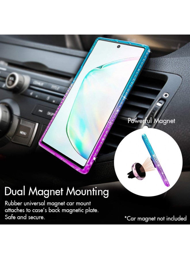 Silverback for Galaxy Note 10 Plus Case,Note 10+ 5G Case, Moving Liquid Holographic Glitter Case with Kickstand, Bling Diamond Ring Girls Women Case for Samsung Galaxy Note 10 Plus/Pro -Purple - Image 3