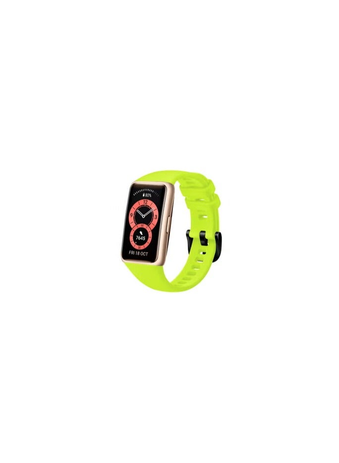 CATANES Huawei Band 6 / Honor Band 6 Fitness Tracker Replacement Silicone Band Adjustable Waterproof Smart Watch Strap with Buckle Neon Green - Image 1