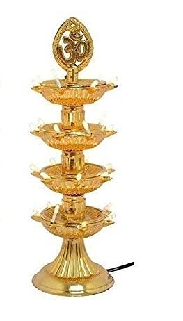 Satguru 4 Layer Electric Gold LED Bulb Lights DiyaDeepDeepak for PoojaPujaMandir Diwali Festival Decoration Made in India Product GoldenPack of 2 - Image 2