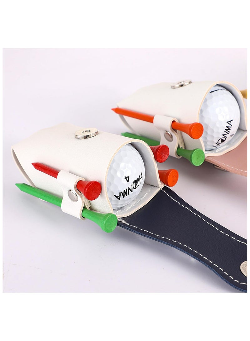 Generic Golf Ball Pouch,Portable Golf Tees PU Leather Hang on Waist Gift Golf Ball Pouch  - Image 3