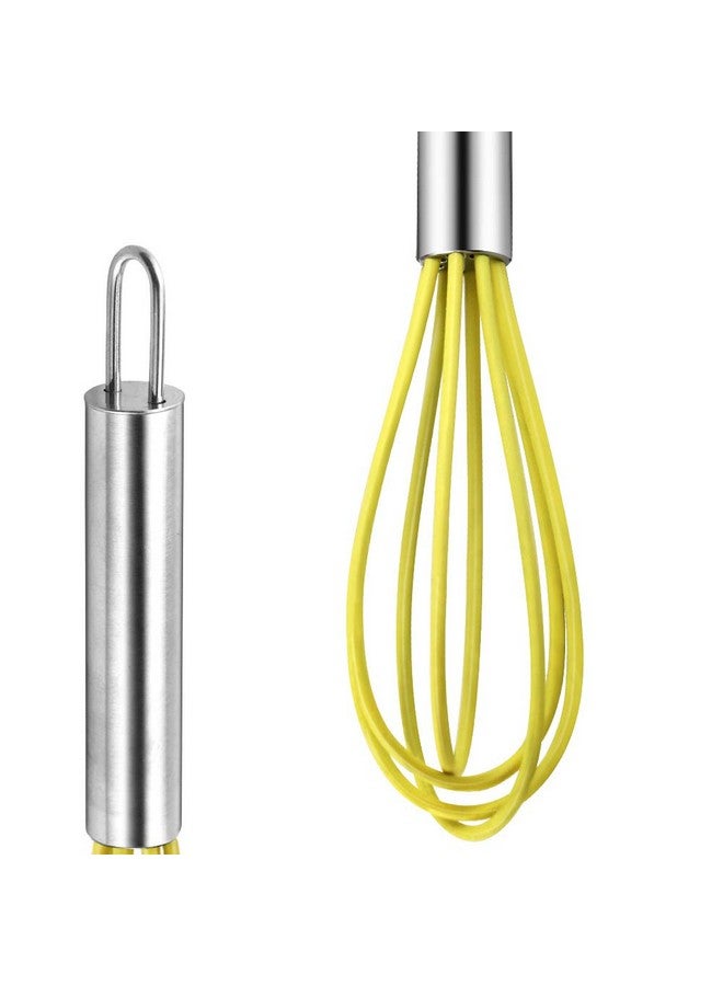 Newbested 4 Pack Colorful Mini Silicone Kitchen Whisks With Stainless Steel Handles For Milk Egg Blending Stirring Whisking And Beating(4 Colors,6 Inches) - Image 4