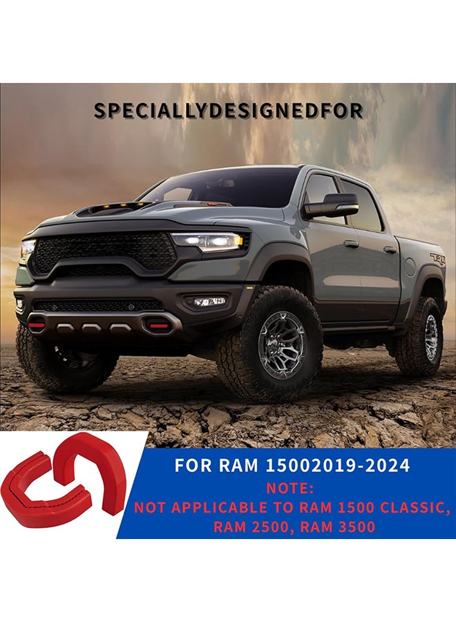 For Dodge 2019-2024 Ram 1500 Trailer Hitch, Front Trailer Hitch Cover Decorative Accessory, Red, One Pair. - Image 3