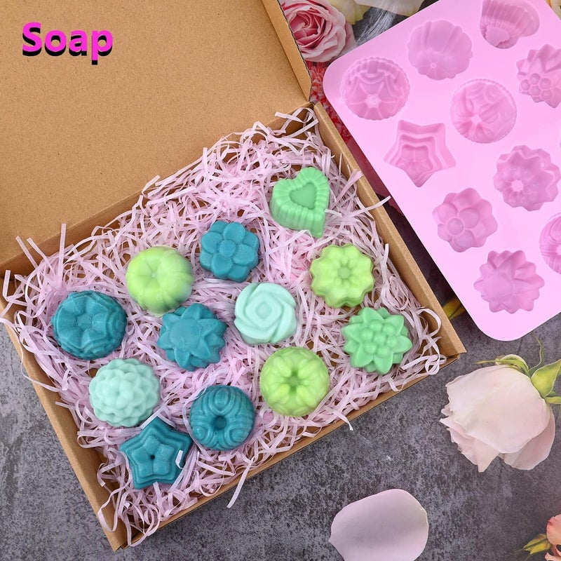 Skytail 12-Cavity Mixed Flower Silicone Molds, Heart Rose Daisy Dahlia Star Shapes, Food-Grade, Flexible, Reusable, Dishwasher Safe, 10 X 20 X 3 cm - Image 4