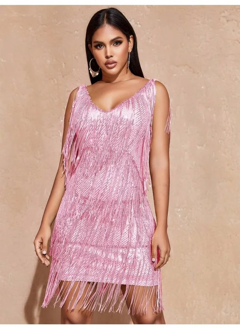 مدام يونيك Sequined Pink Cocktail Dresses Flapper Dresses 1920s Gatsby Mini Dresses Ball Gown