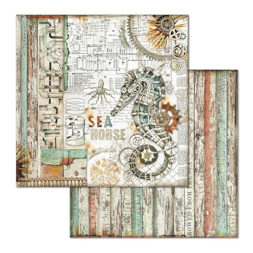 STAMPERIA INTERNATIONAL, KFT PAPER PAD 8X8 10PK SEA WORLD, 20.3 x 20.3 (8" x 8"), Multicoloured - Image 4