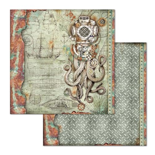 STAMPERIA INTERNATIONAL, KFT PAPER PAD 8X8 10PK SEA WORLD, 20.3 x 20.3 (8" x 8"), Multicoloured - Image 5