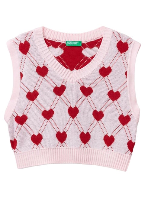 فيست قصير للبنات بنقشة قلوب