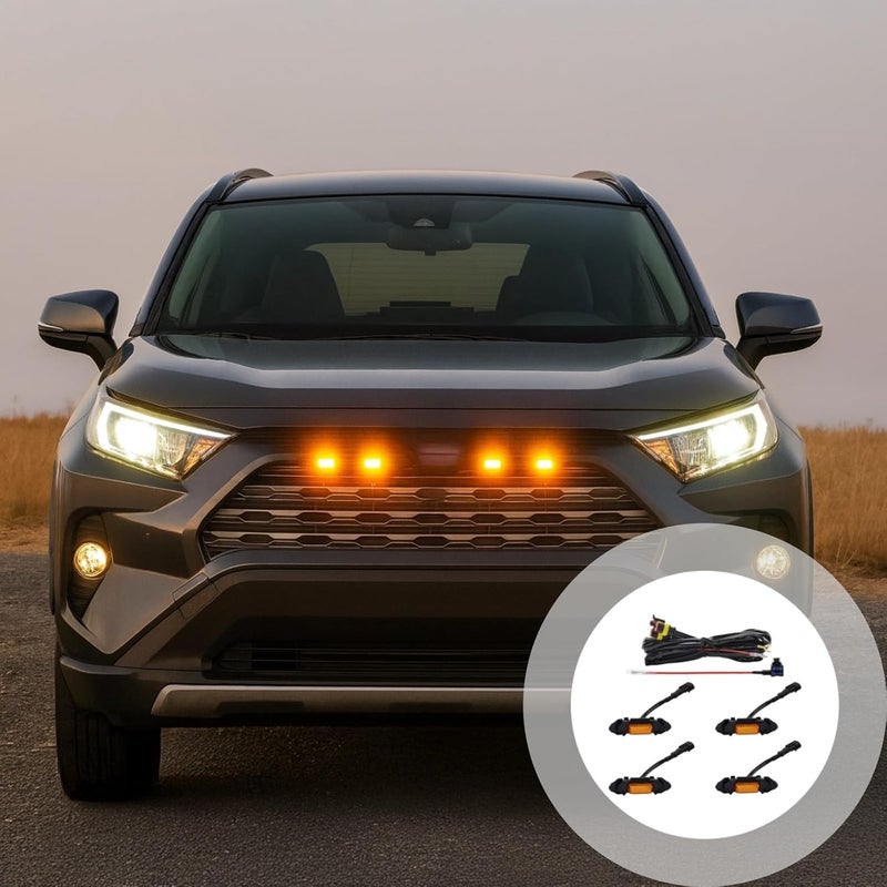 4 Pcs Led Grille Lights for Rav4, Amber Style Lights, Abs, No-Damage Installation, Plug & Play - Image 4